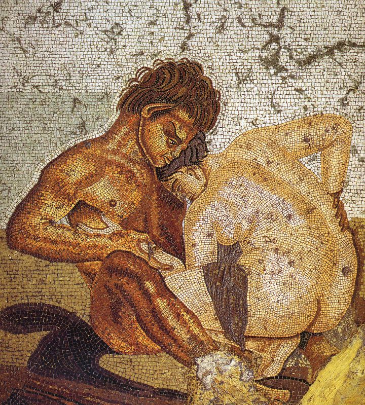 Mosaico romano de la cubiculum en la Casa del Fauno 